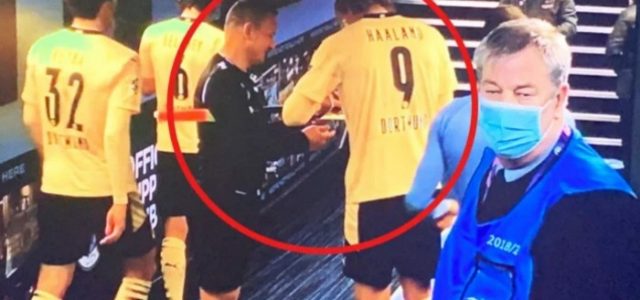 Champions League: Când Haaland semnează un autograf … pentru arbitrul asistent român