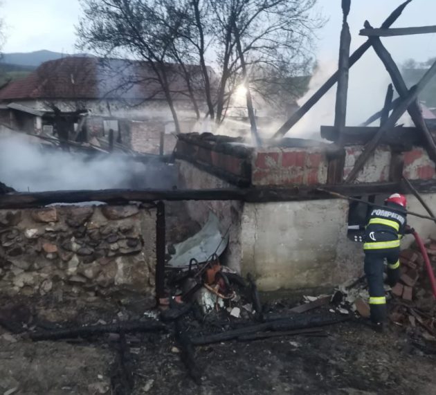 Incendiu într-o gospodărie din Groșeni. Pompierii au luptat 7 ore cu flăcările