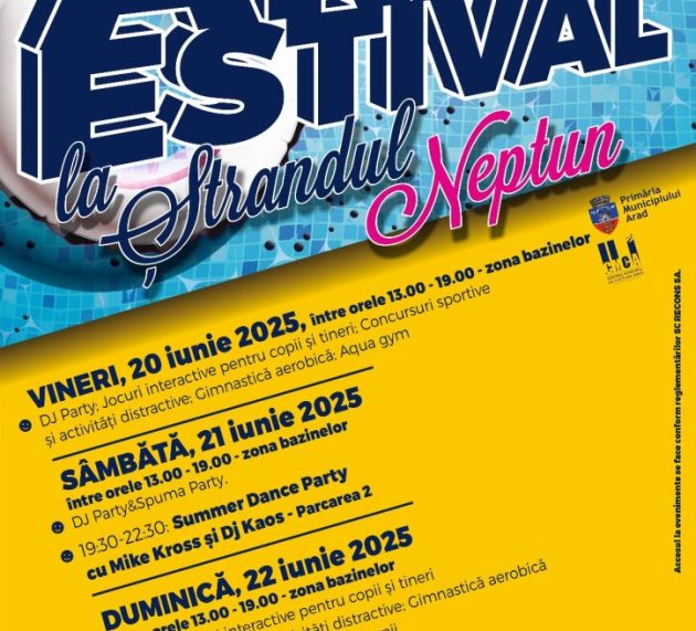 „Arad Estival“. Spuma&DJ Party, distracție la bazine și Open Air Cinema, la Ștrandul Neptun