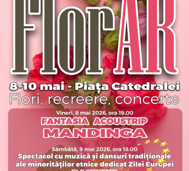 FlorAr 2026: Expoziție de flori și concerte de muzică ușoară în Piața Catedralei din Arad